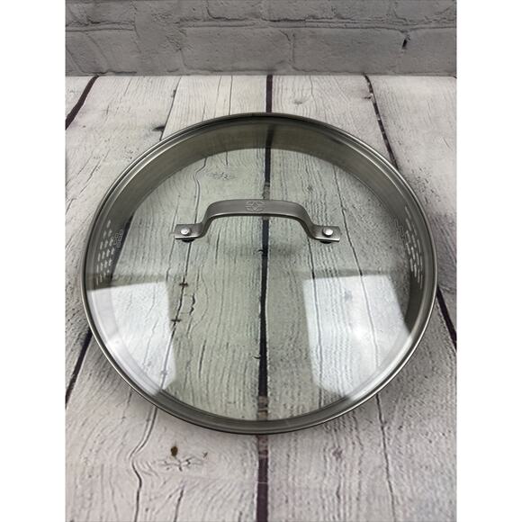 Calphalon Strainer Lid Vented Glass Stainless Steel 9.5”‎ - Picture 1 of 7